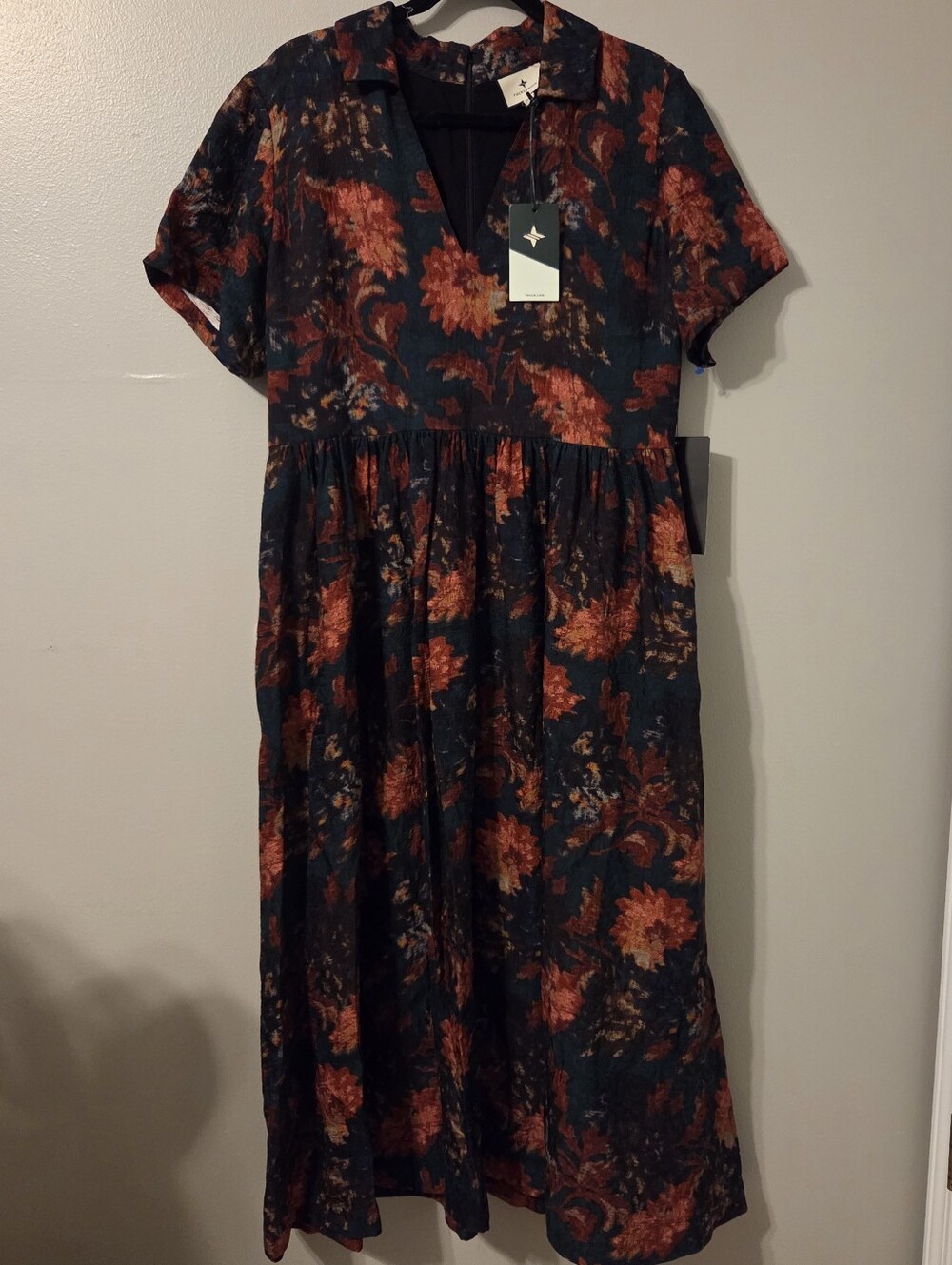 TUCKERNUCK Women's Green Persimmon Floral Jacquard Adelaide Dress. Sz XL - Picture 6 of 16